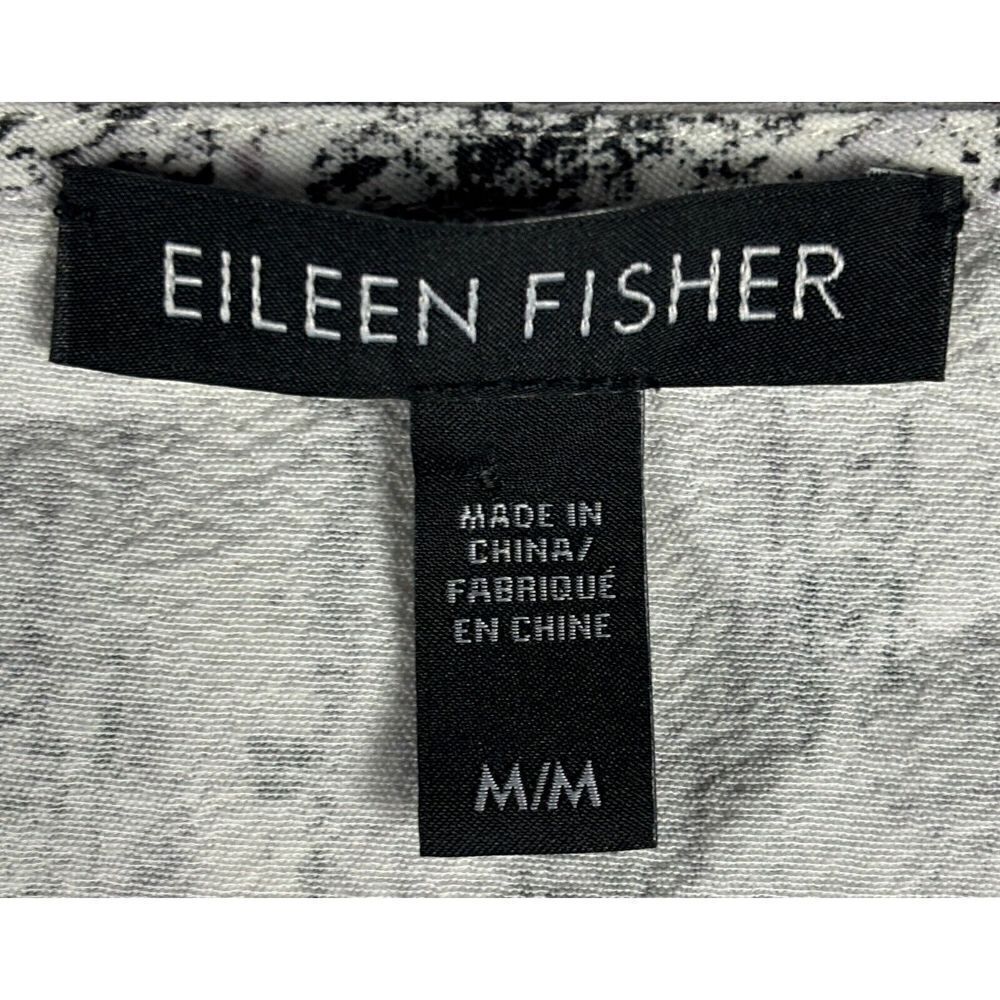 Eileen Fisher Tunic Size Medium Gray Abstract Artsy Long Sleeve Quiet Luxury - Picture 6 of 9
